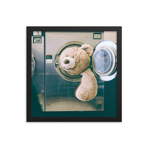Teddy Takes a Bath (Framed Print)