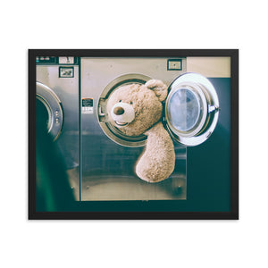 Teddy Takes a Bath (Framed Print)