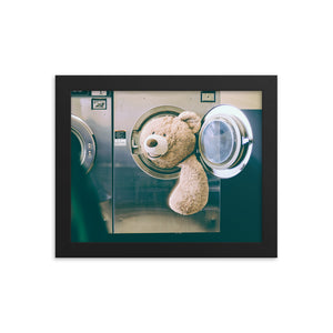 Teddy Takes a Bath (Framed Print)